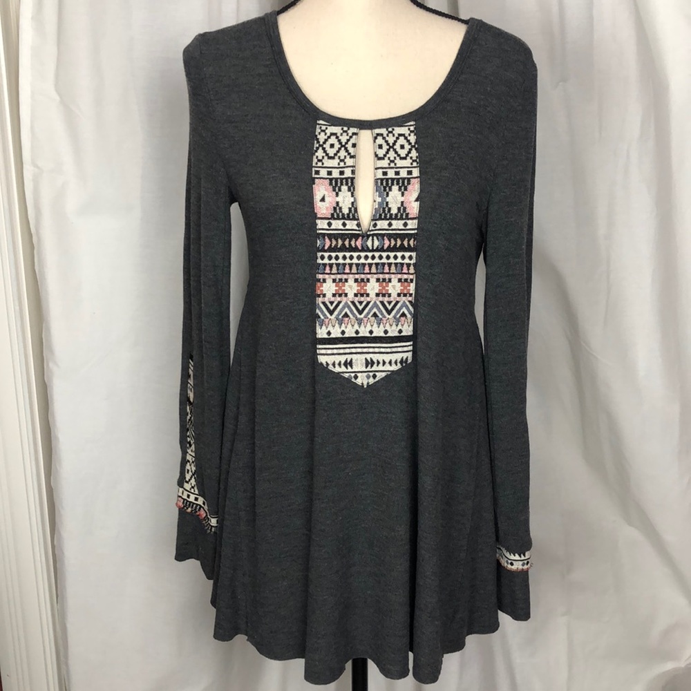 Altar’d State Boho Desert Mini Sweater Dress Long Sleeve Sz S